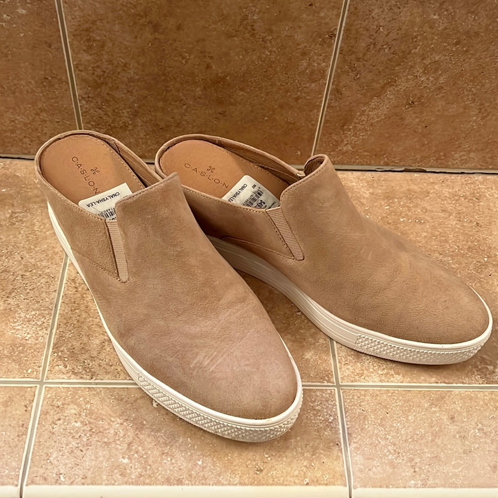 Caslon suede tan wedge; never worn